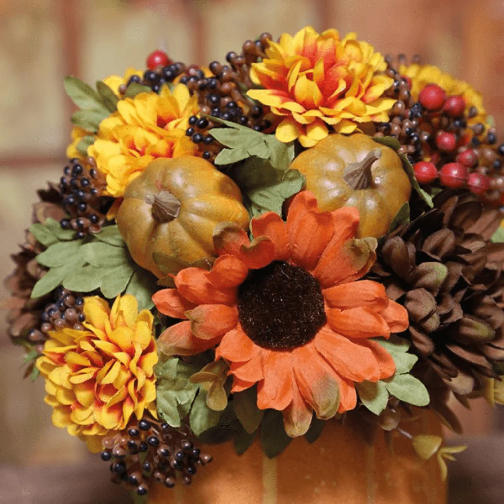 Autumn Pumpkin Floral Ceramic Vase - Image 2