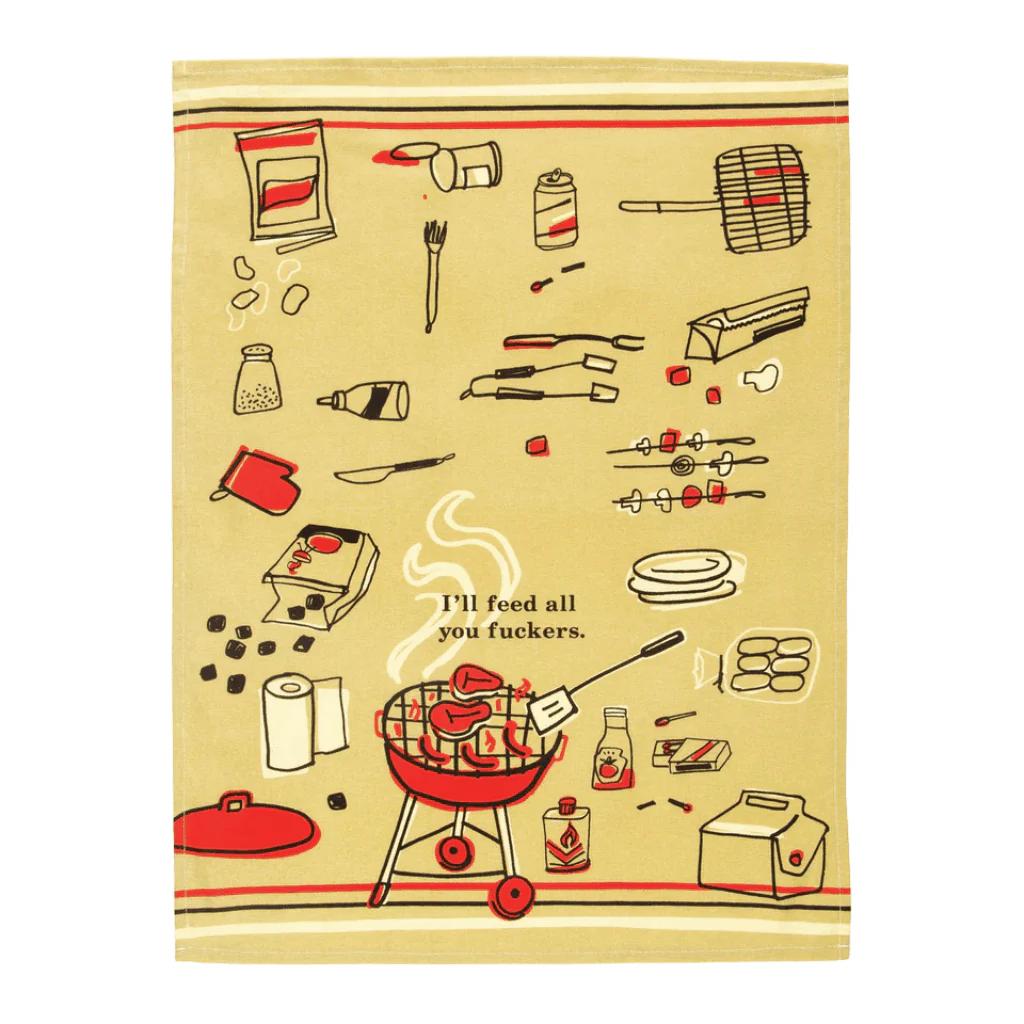 Blue Q I’ll Feed All You Fuckers Tea Towel | Rude BBQ Kitchen Towel - Image 2