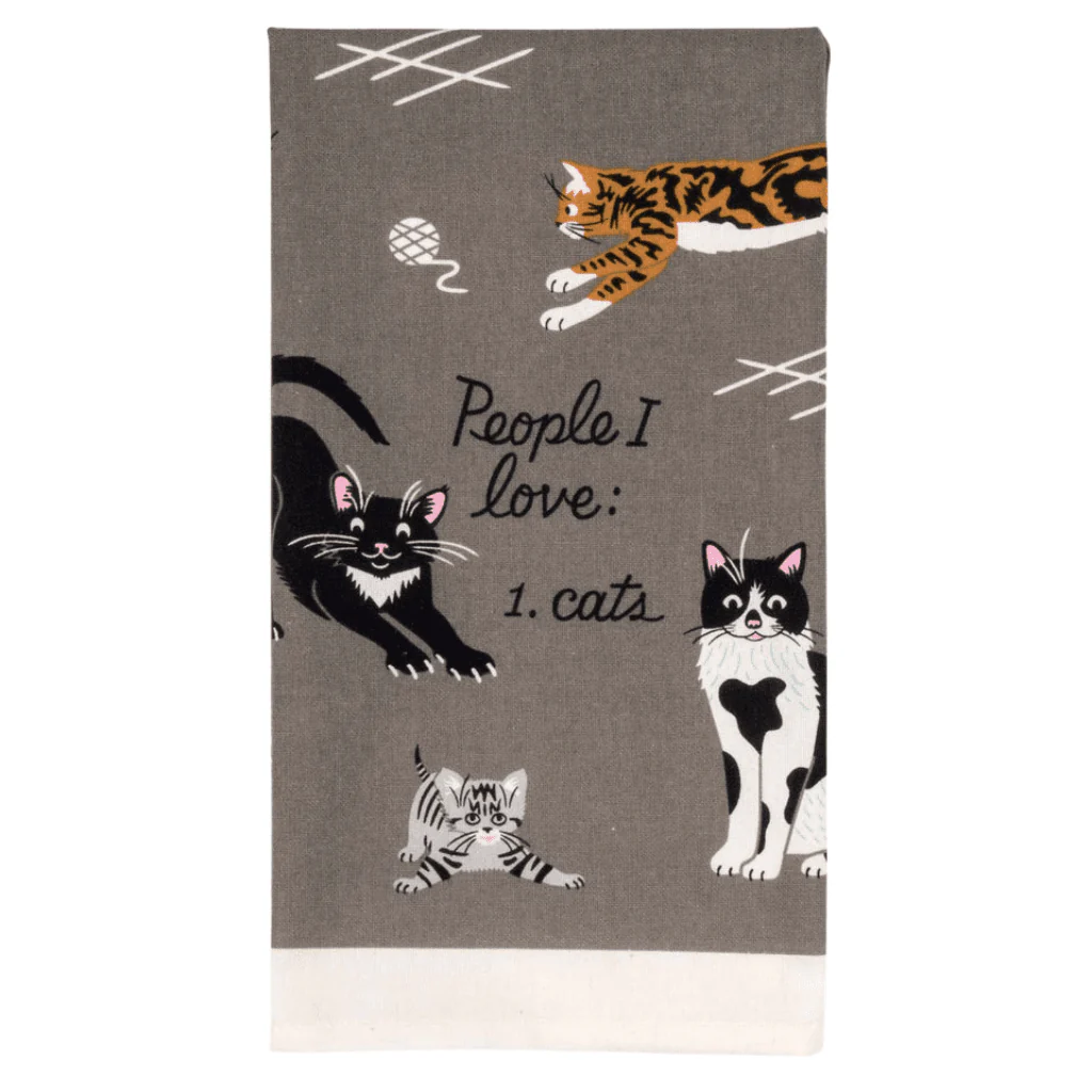 Blue Q People I Love: Cats Tea Towel | Funny Cat Tea Towel