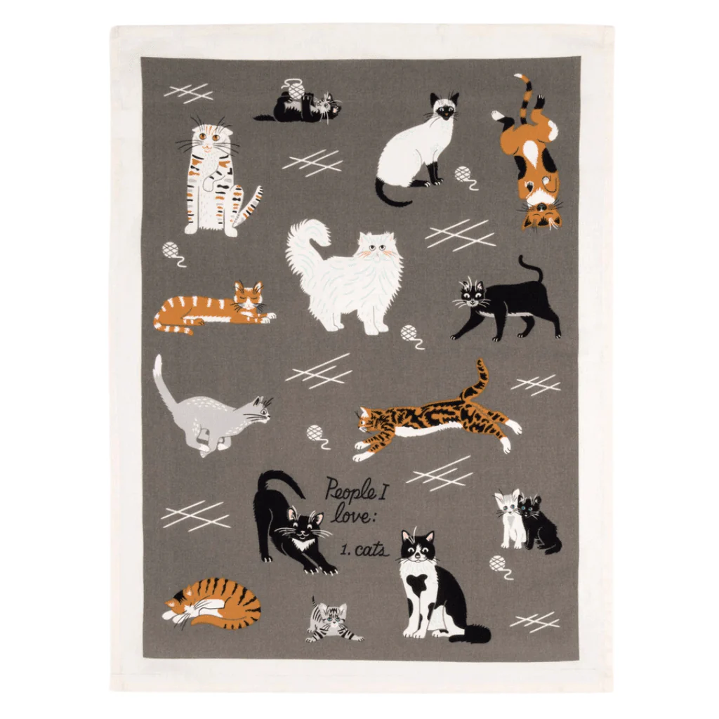 Blue Q People I Love: Cats Tea Towel | Funny Cat Tea Towel - Image 2