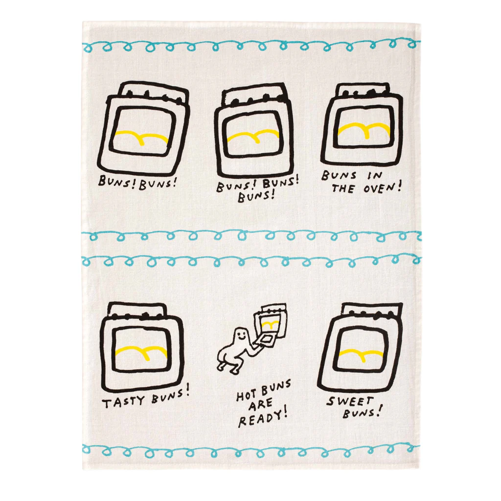 Blue Q Hot Buns Are Ready Tea Towel | Funny Kitchen Towel - Image 2