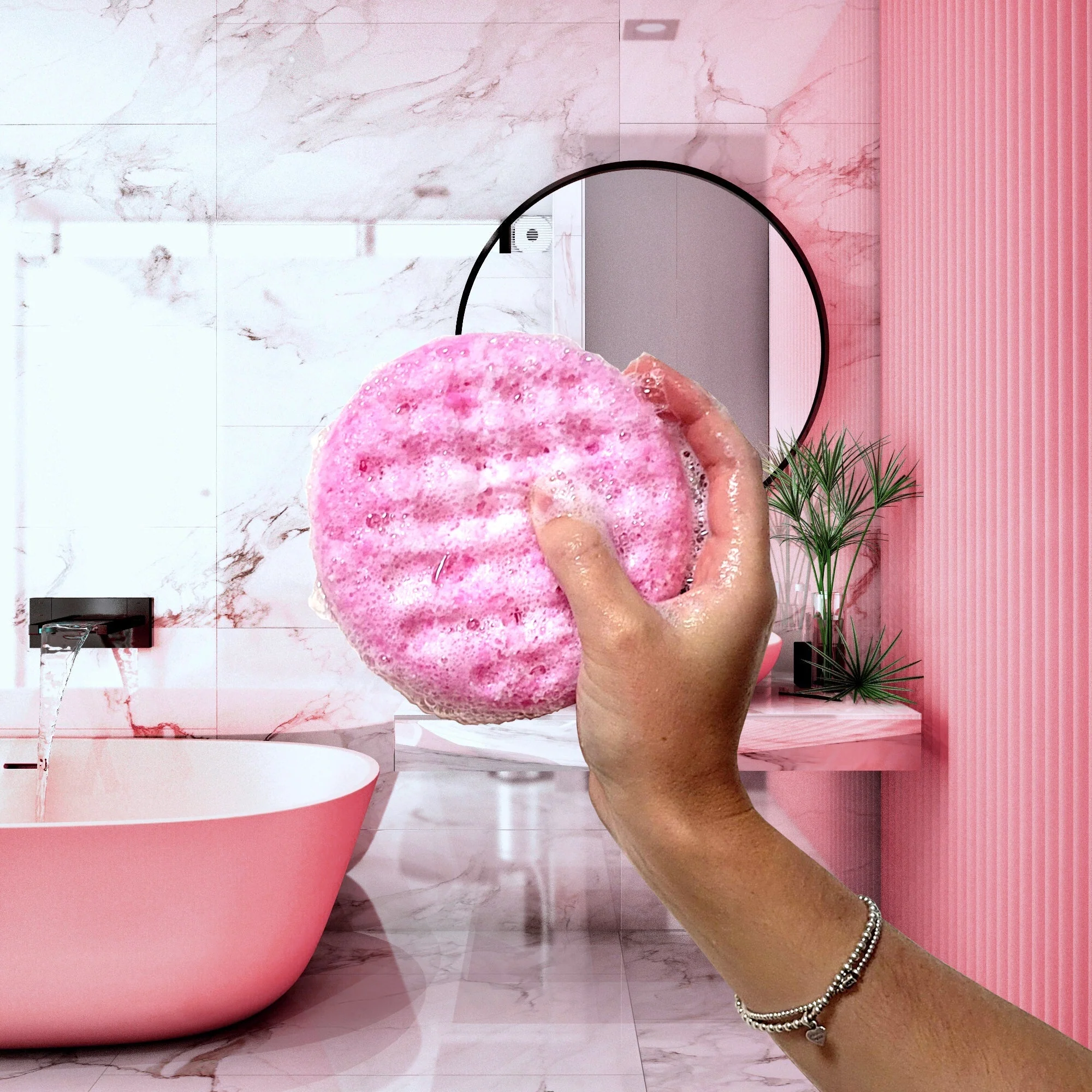 Raspberry Ripple Body Buffer – Soap Inside Loofah Sponge - Image 2
