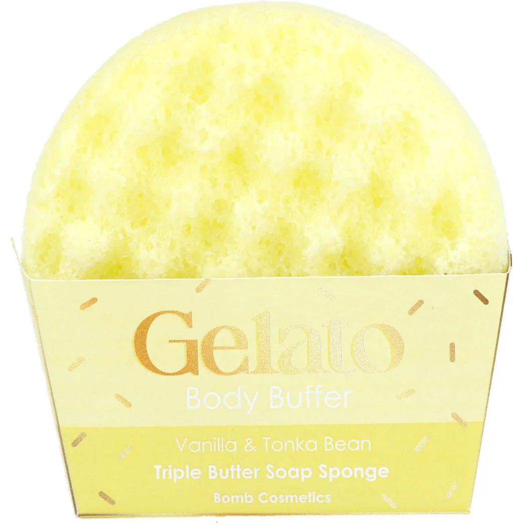 Vanilla & Tonka Bean Gelato Body Buffer – Soap Inside Loofah Sponge - Image 2