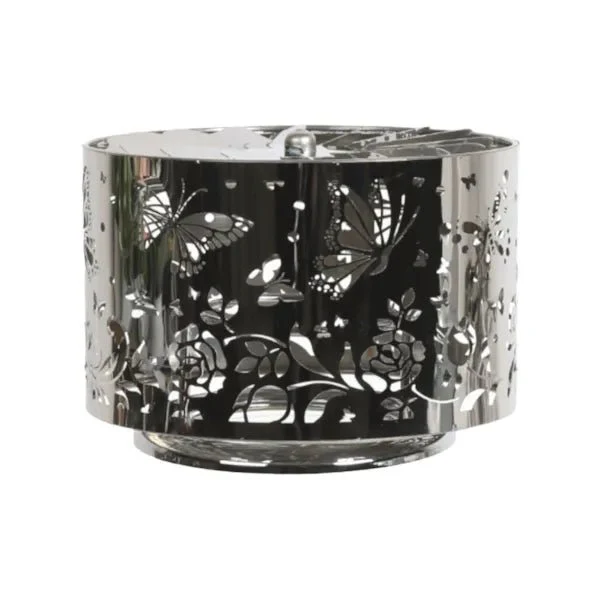 Butterflies & Flowers Spinning Carousel Candle Shade – Silver - Image 2