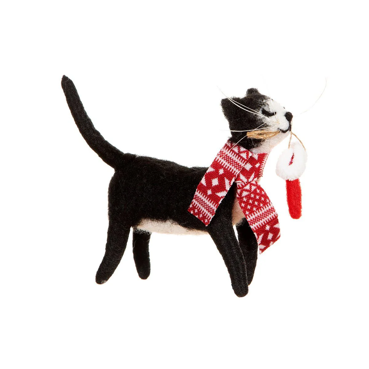 Cat with Stocking Felt Christmas Decoration - Image 2