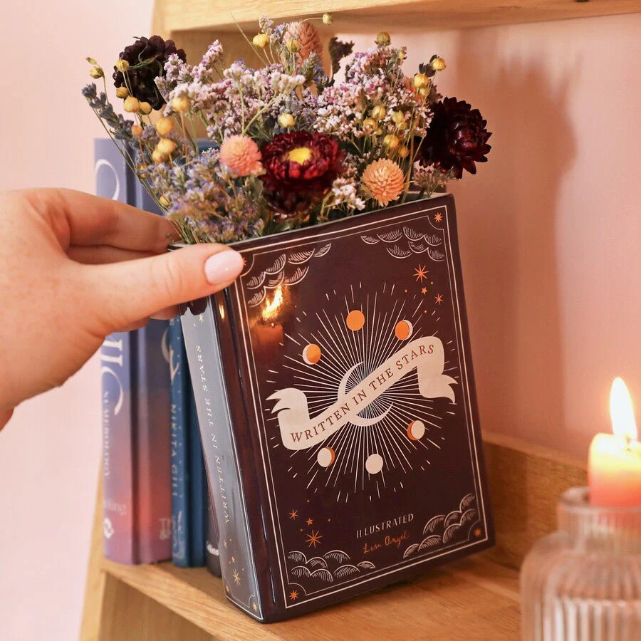 Lisa Angel Ceramic Purple Celestial Book Vase - Image 2