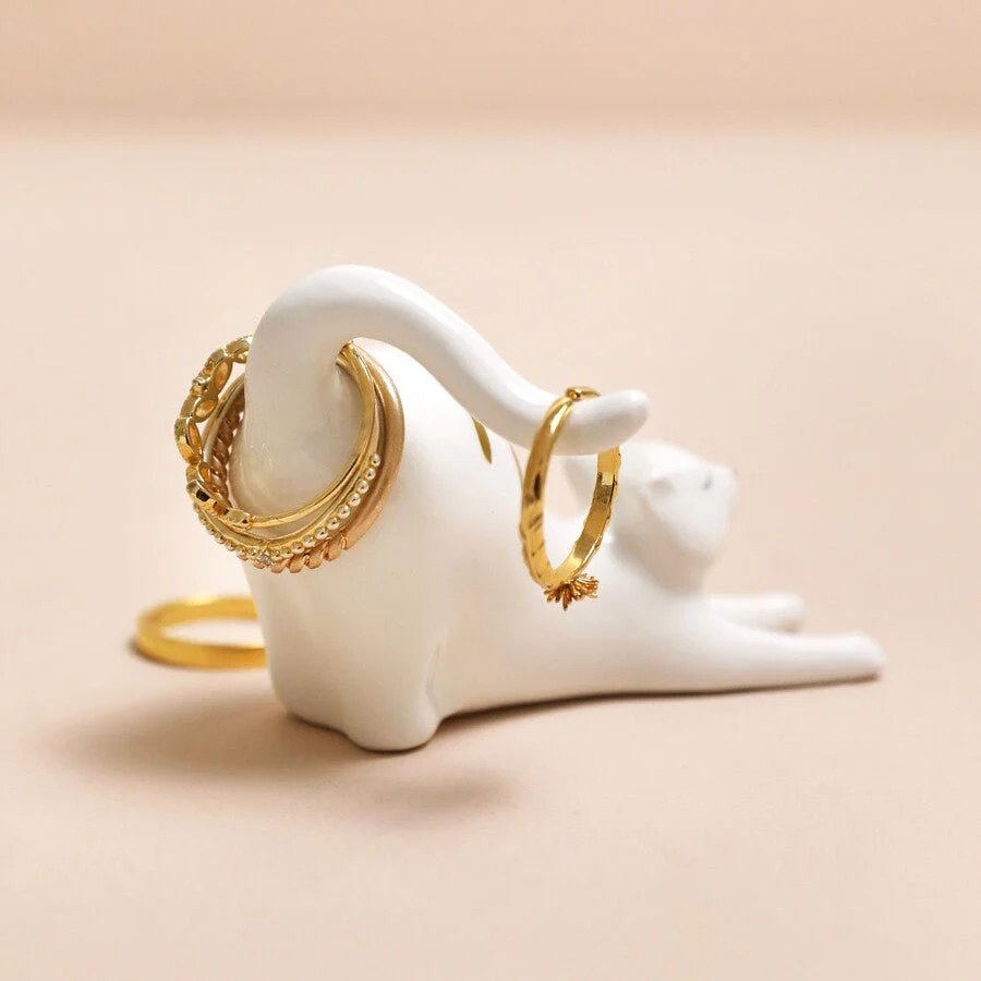 Lisa Angel Ceramic Stretching Cat Ring Holder - Image 3