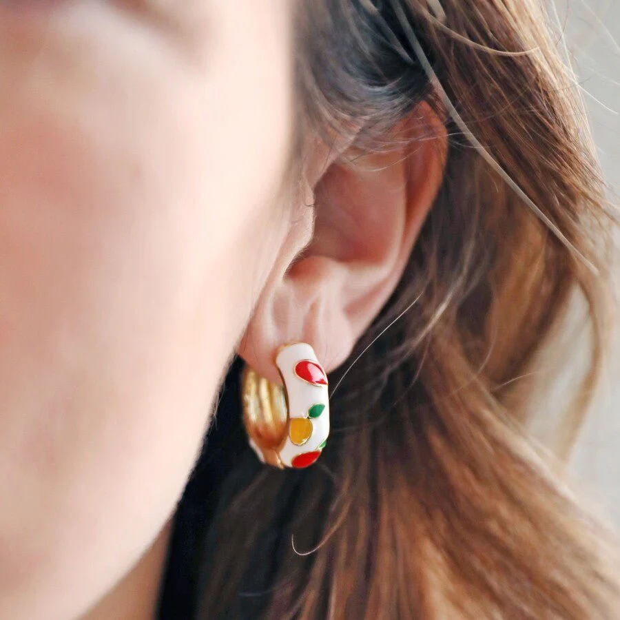 Lisa Angel Colourful Fruits Enamel Hoop Earrings - Image 4