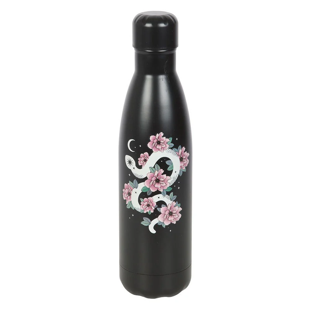 Floral Snake Print Metal Water Bottle