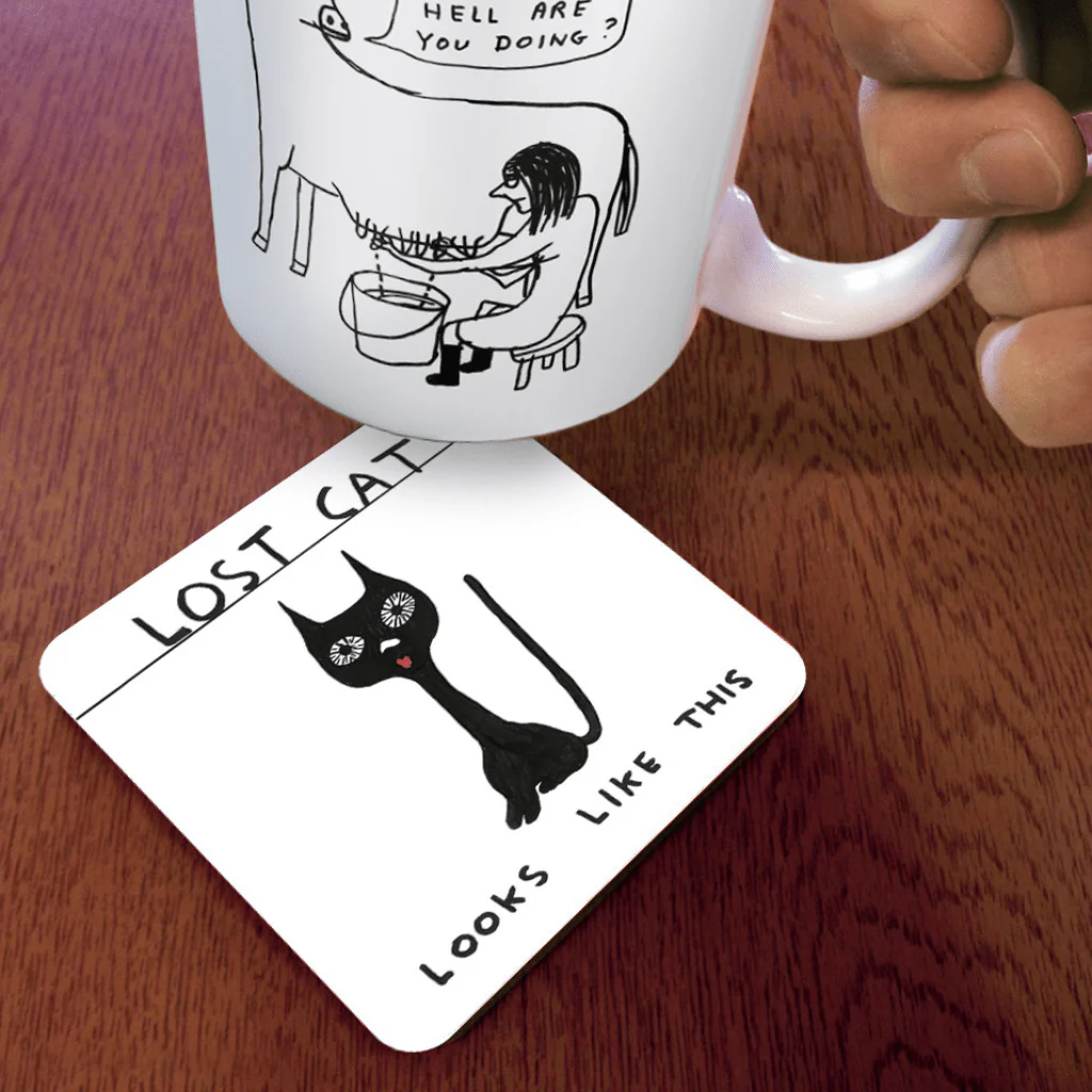 Funny Drinks Coaster – Lost Cat by David Shrigley - Image 2