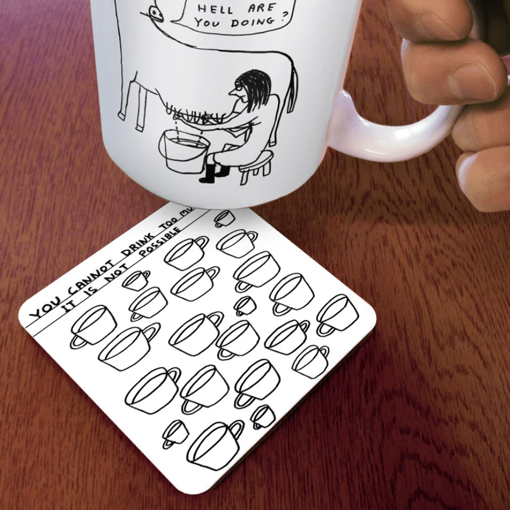 Funny Drinks Coaster – Too Much Tea by David Shrigley - Image 2