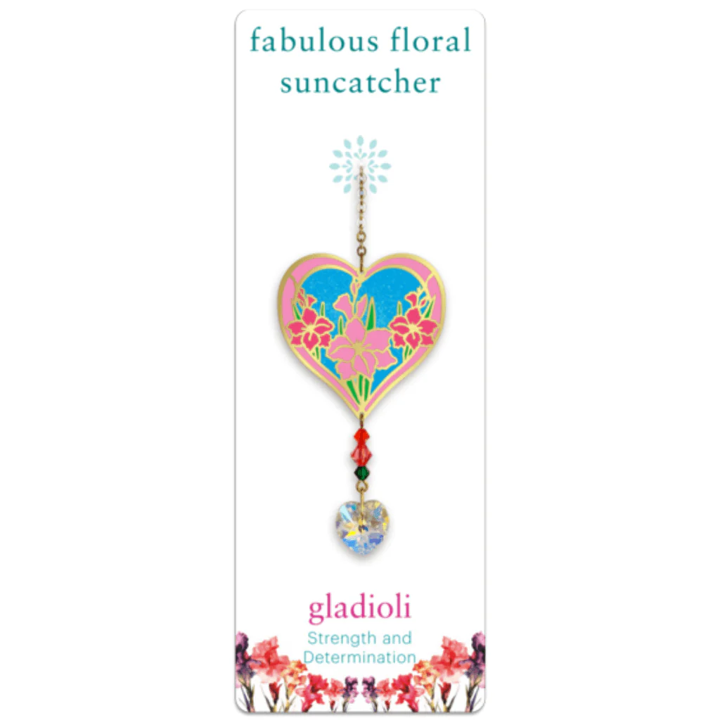Gladioli Heart Crystal Suncatcher – Fabulous Florals