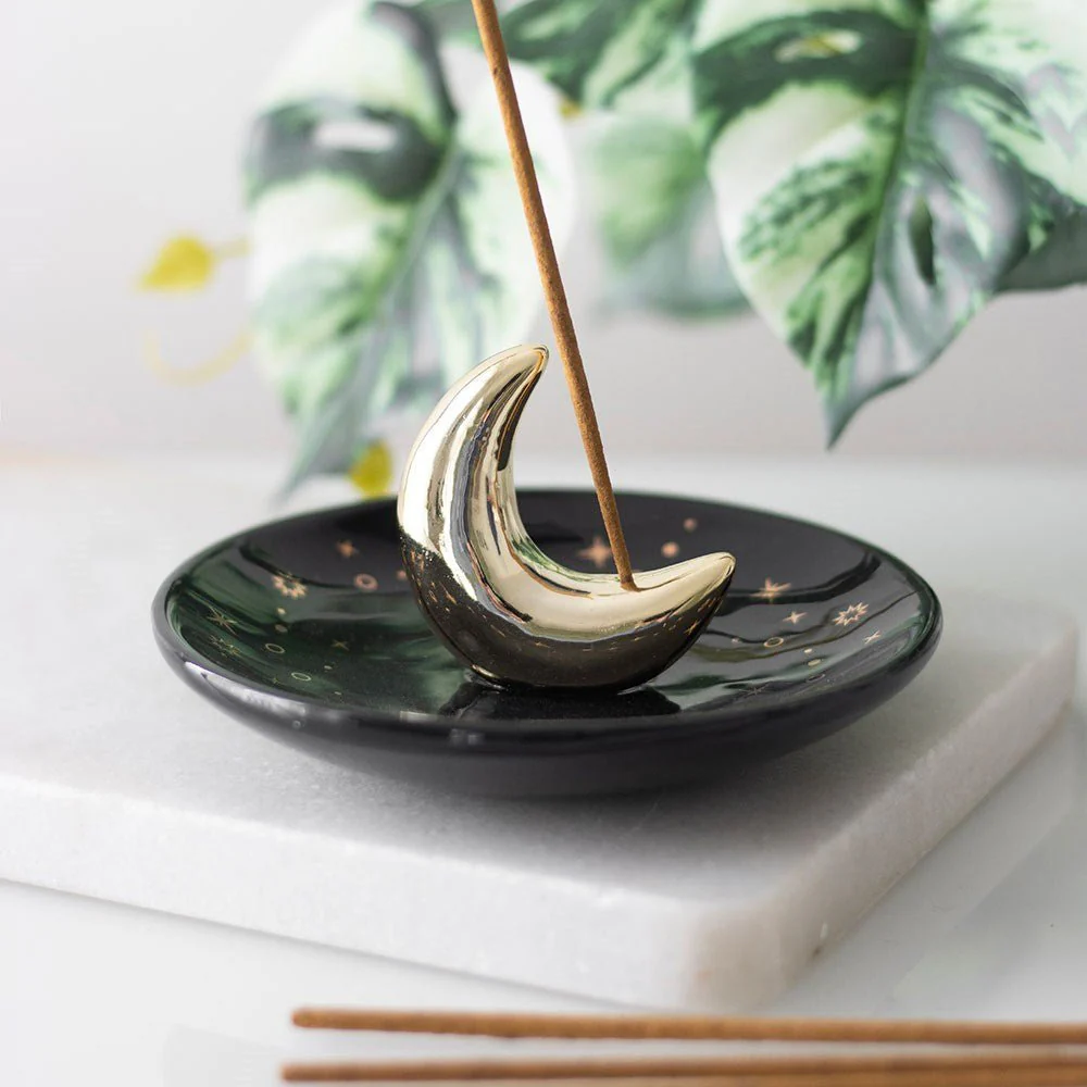 Gold Crescent Moon Incense Stick Holder - Image 5