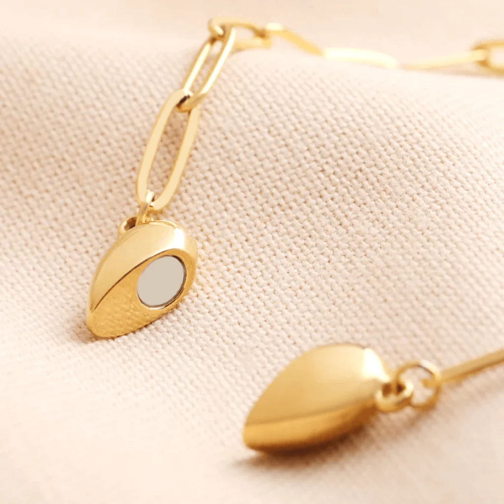Gold Stainless Steel Magnetic Heart Pendant Necklace - Image 4
