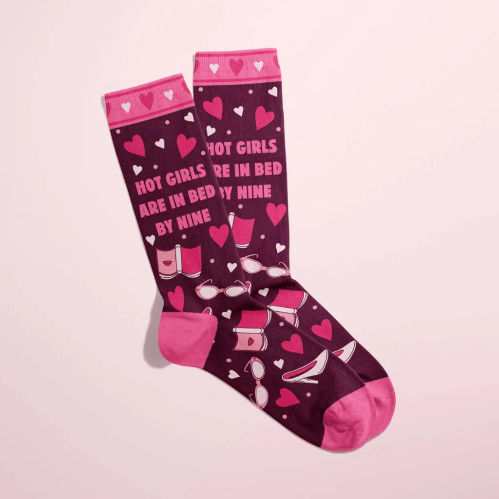 Hot Girls Are In Bed By Nine Socks – Funny Women’s Novelty Socks by Fun Club - Image 2