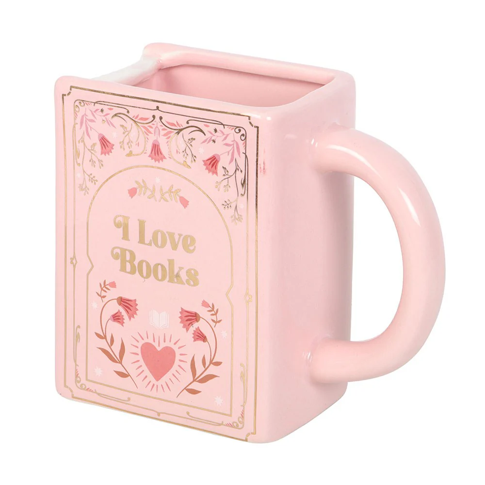 I Love Books Pink Book Shaped Mug - Image 4