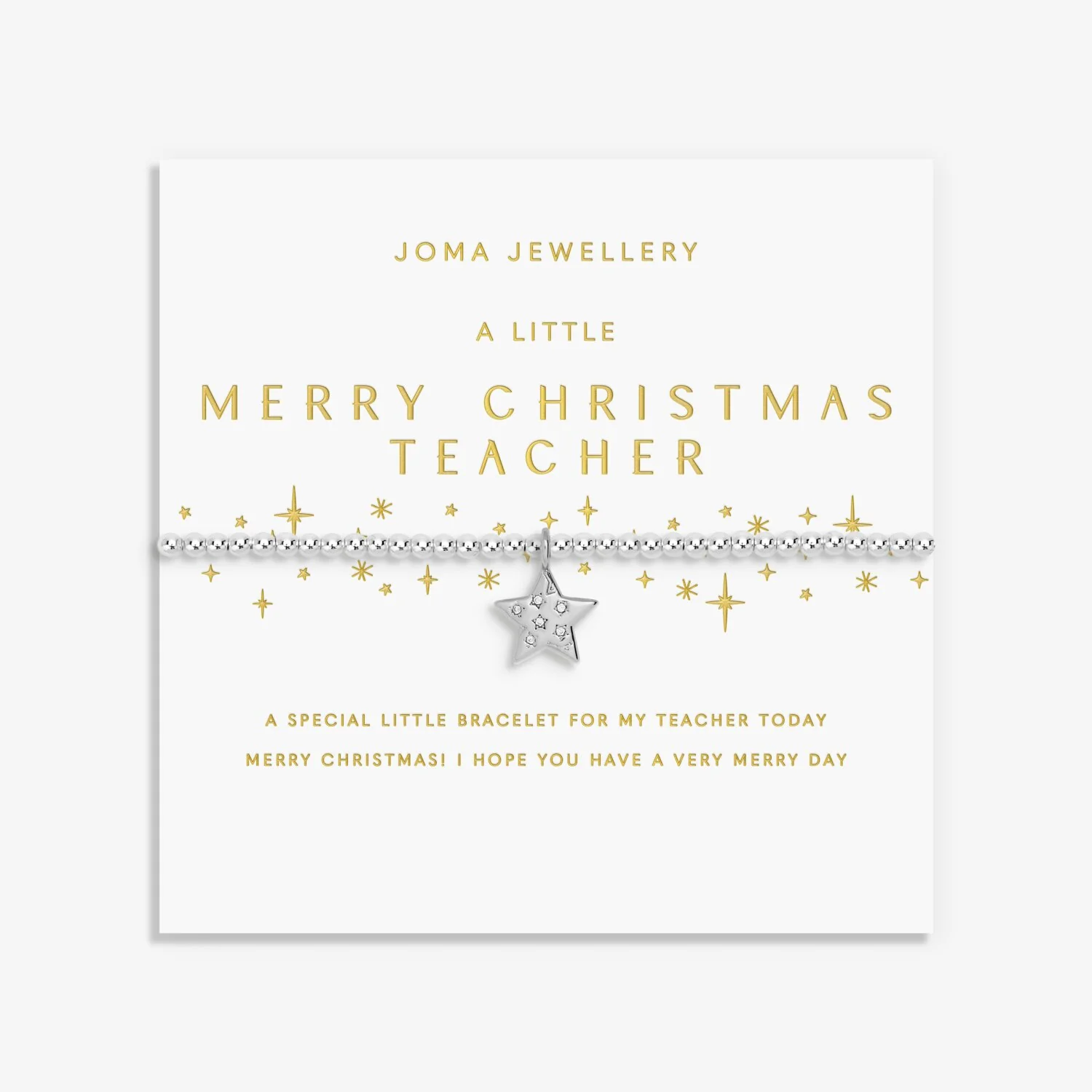 Joma Jewellery - Christmas A Little 'Merry Christmas Teacher' Bracelet
