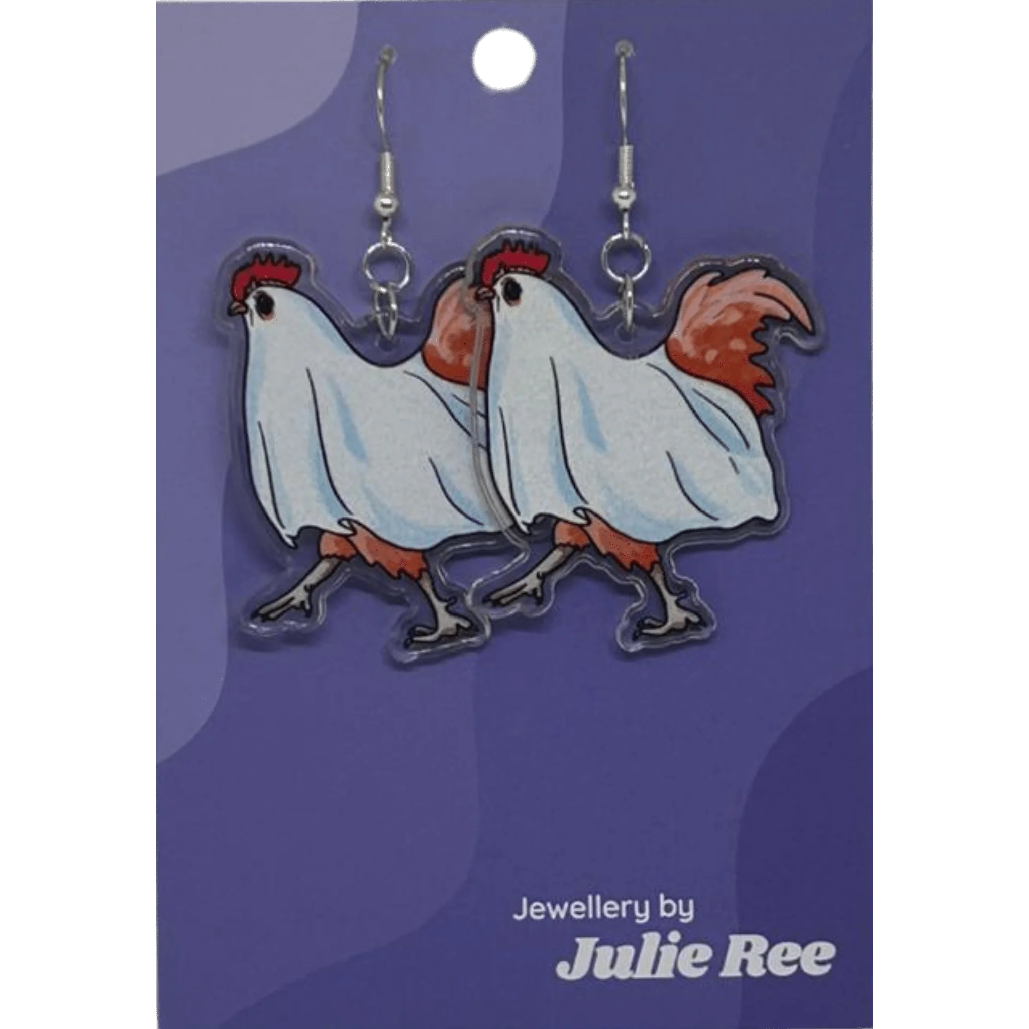 Julie Ree Earrings - Ghost Rooster