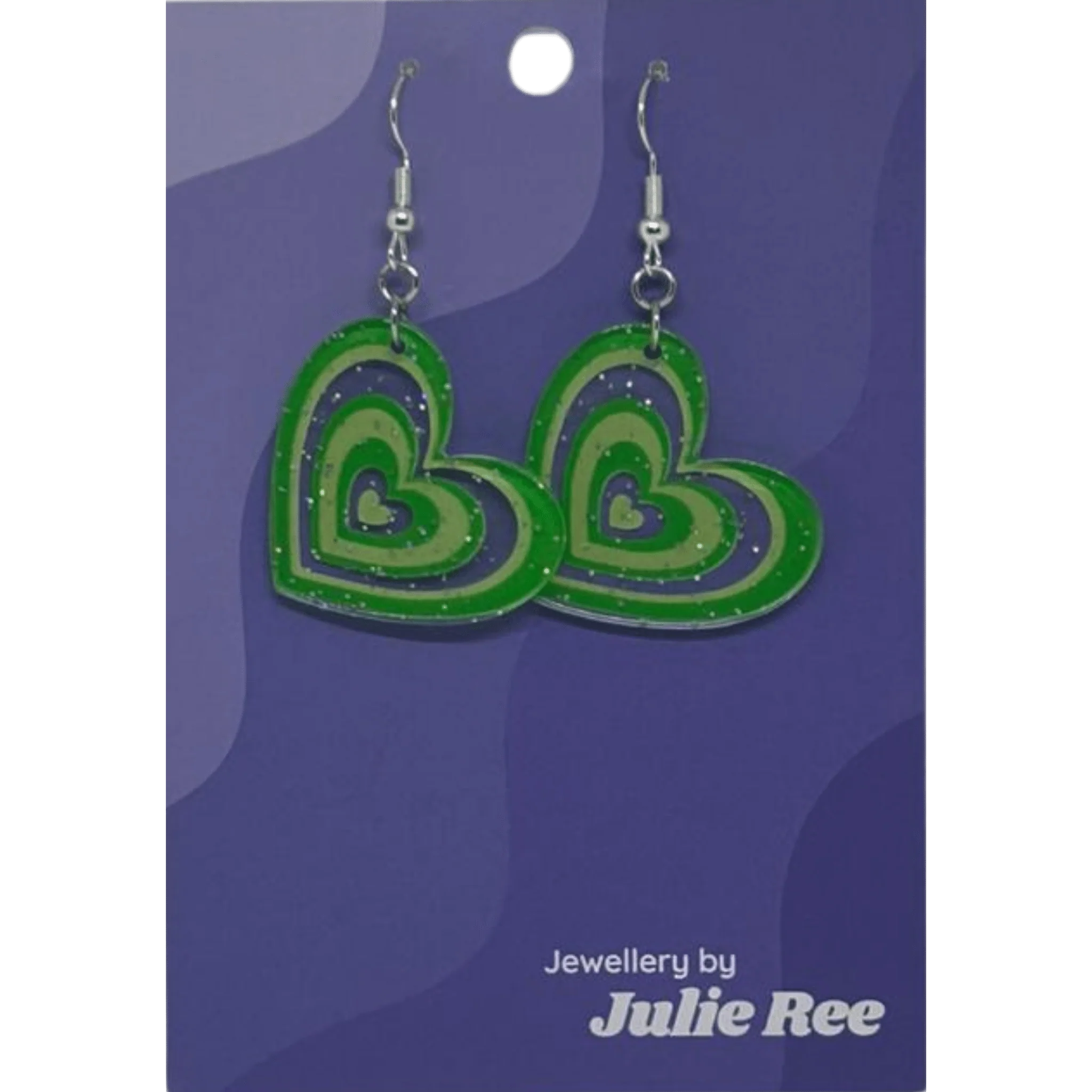 Julie Ree Earrings - Green Hearts