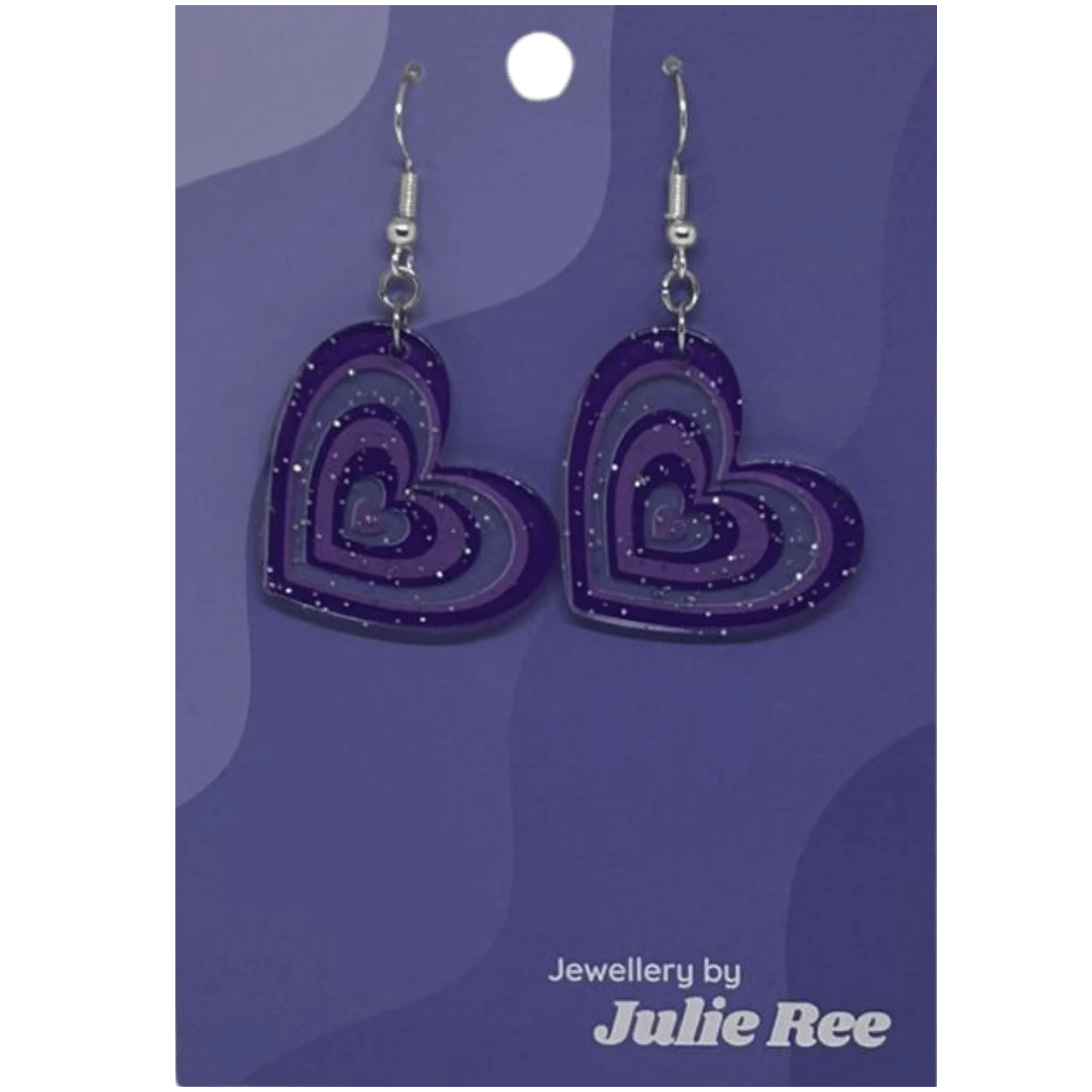Julie Ree Earrings - Purple Hearts