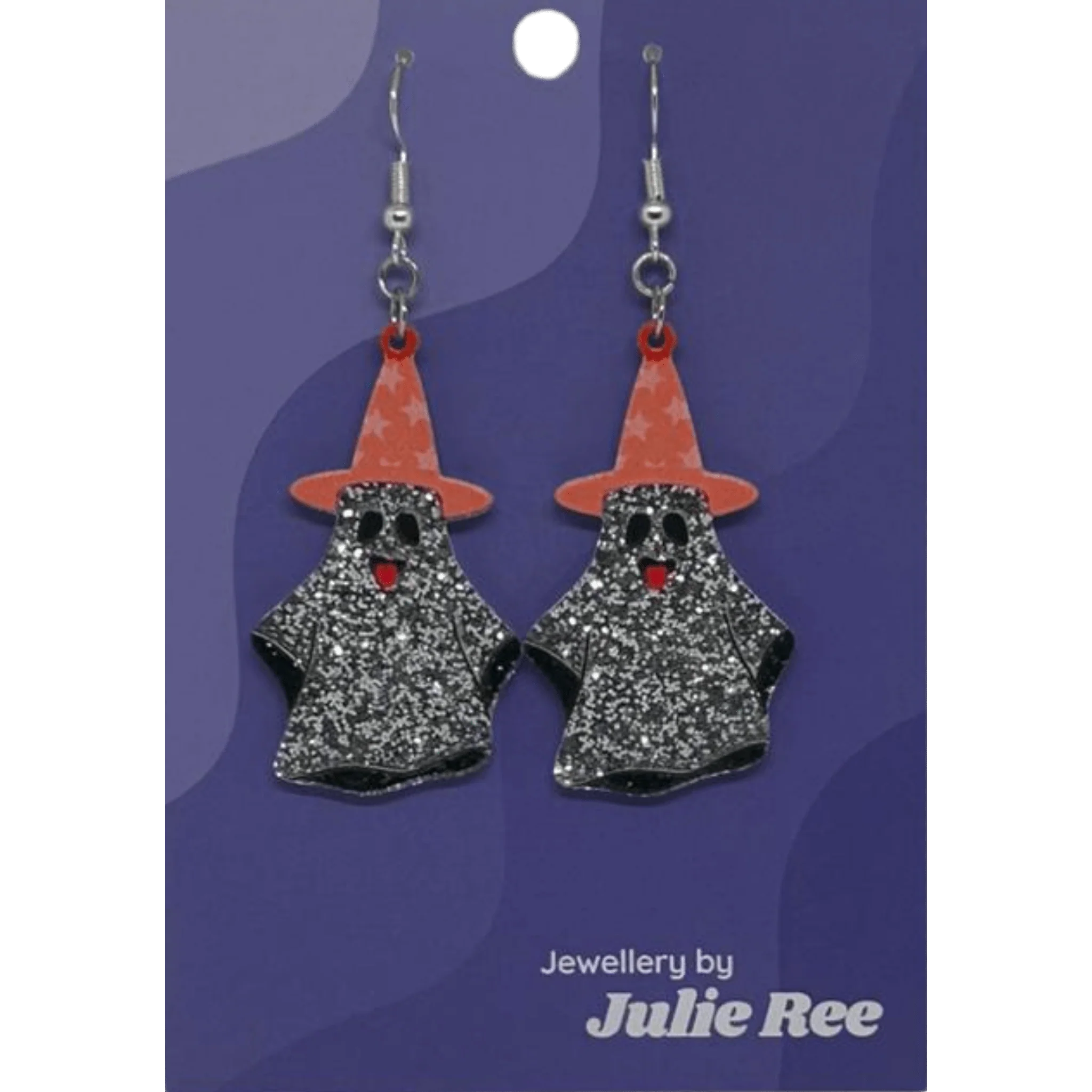 Julie Ree Earrings - Sparkly Witch Ghost