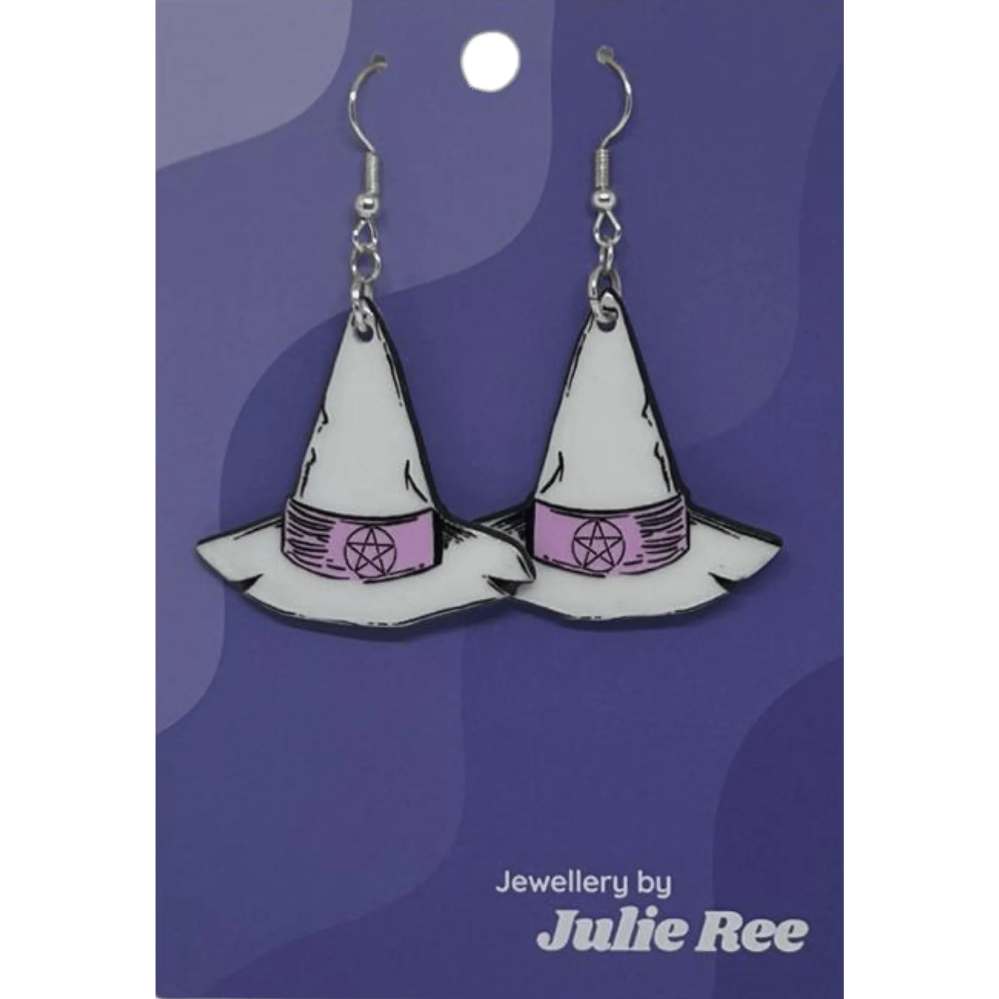 Julie Ree Earrings - White Witch Hat
