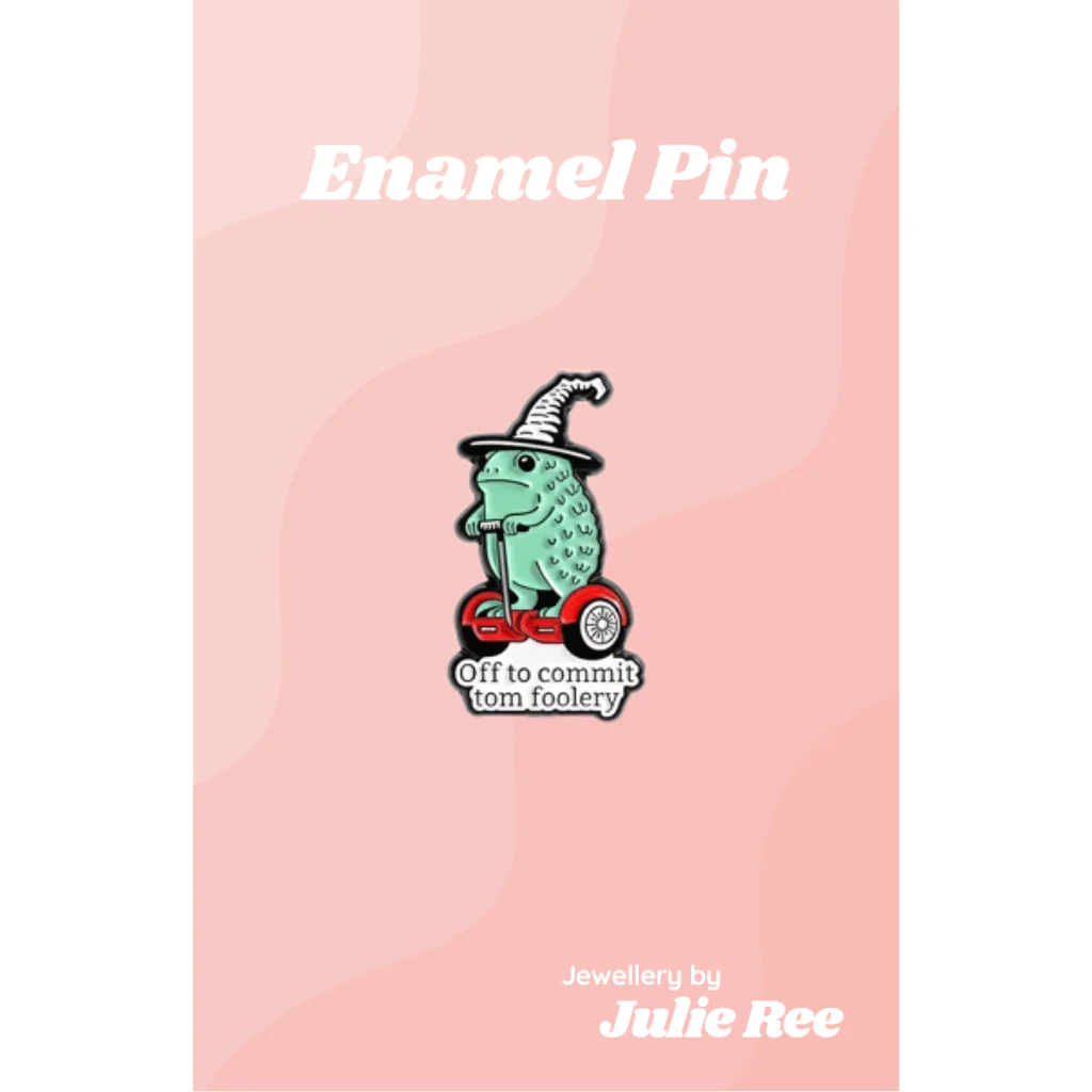 Julie Ree Enamel Pin - Off To Commit Tom Foolery Frog
