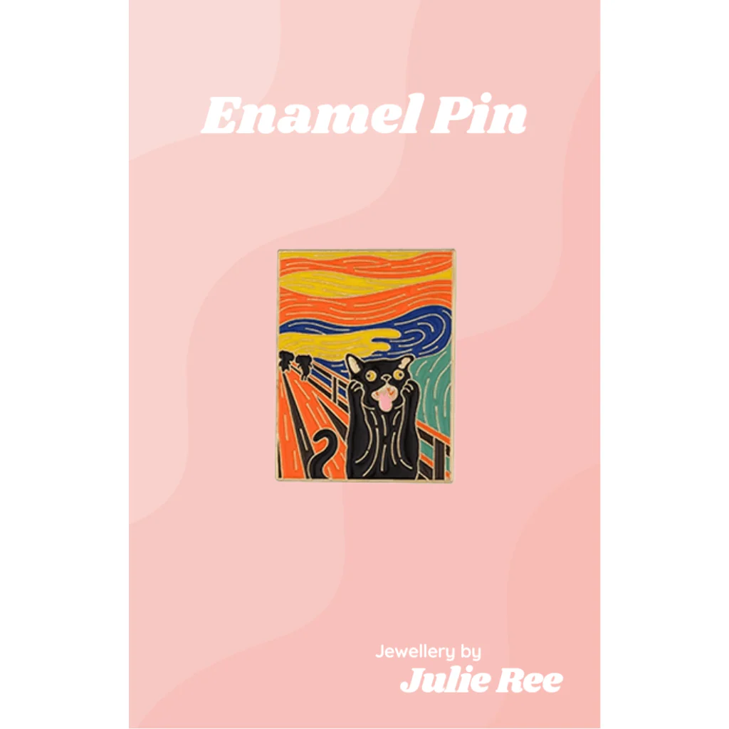 Julie Ree Enamel Pin - Screaming Cat Art Parody