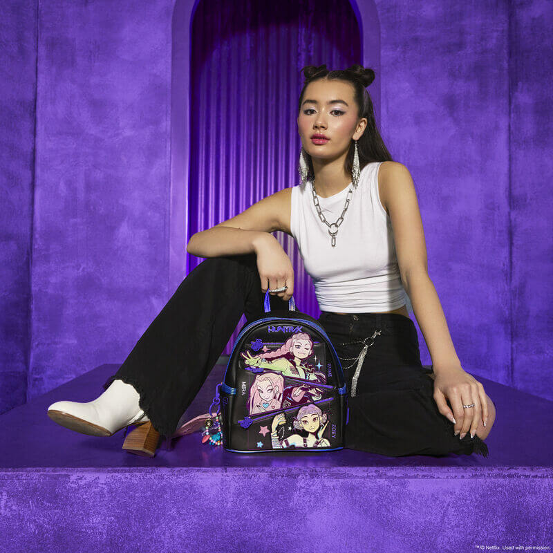 Loungefly K-Pop Demon Hunters HUNTR/X Mini Backpack with Photo Card Charm - Image 10