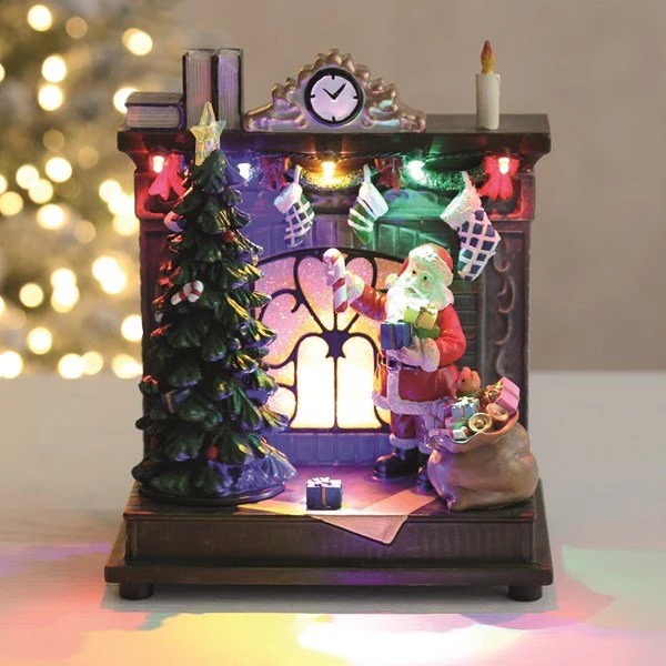 LED Animated Fireplace Santa Scene Christmas Decoration - Image 2