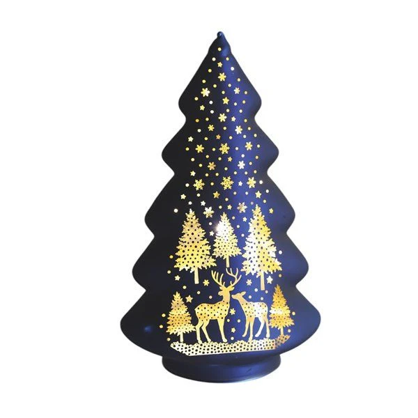 LED Blue Glass Tree 19cm – Light-Up Christmas Décor