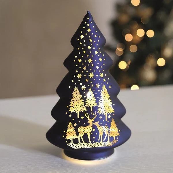 LED Blue Glass Tree 19cm – Light-Up Christmas Décor - Image 2