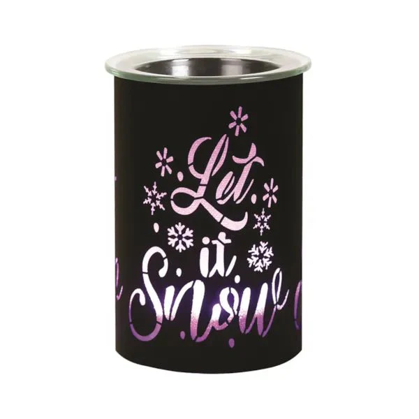 LED Colour-Cycle Wax Melt Burner – Black Let It Snow 12cm - Image 3