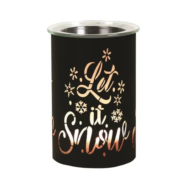 LED Colour-Cycle Wax Melt Burner – Black Let It Snow 12cm - Image 4