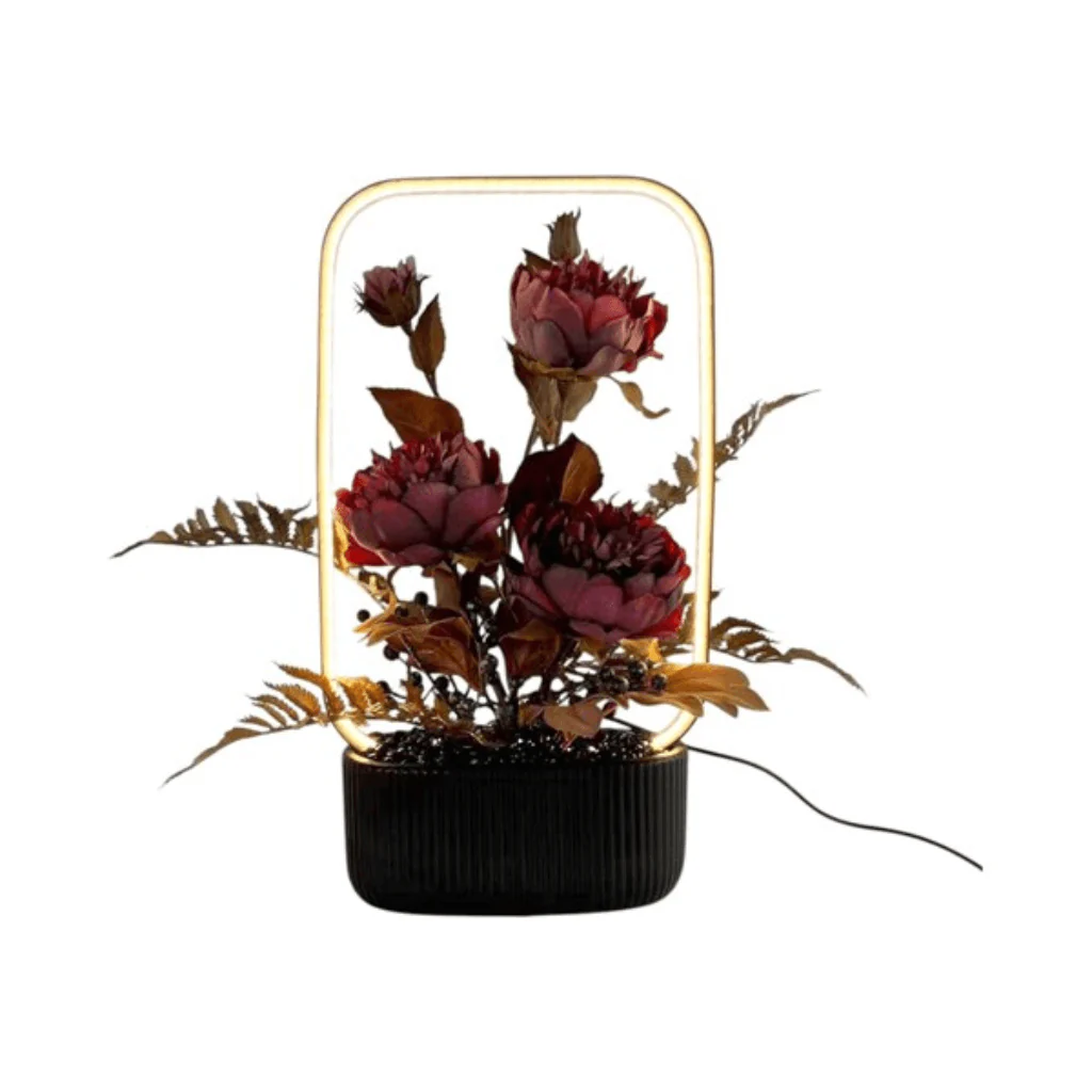 LED Floral Frame Lamp – Purple Blooms