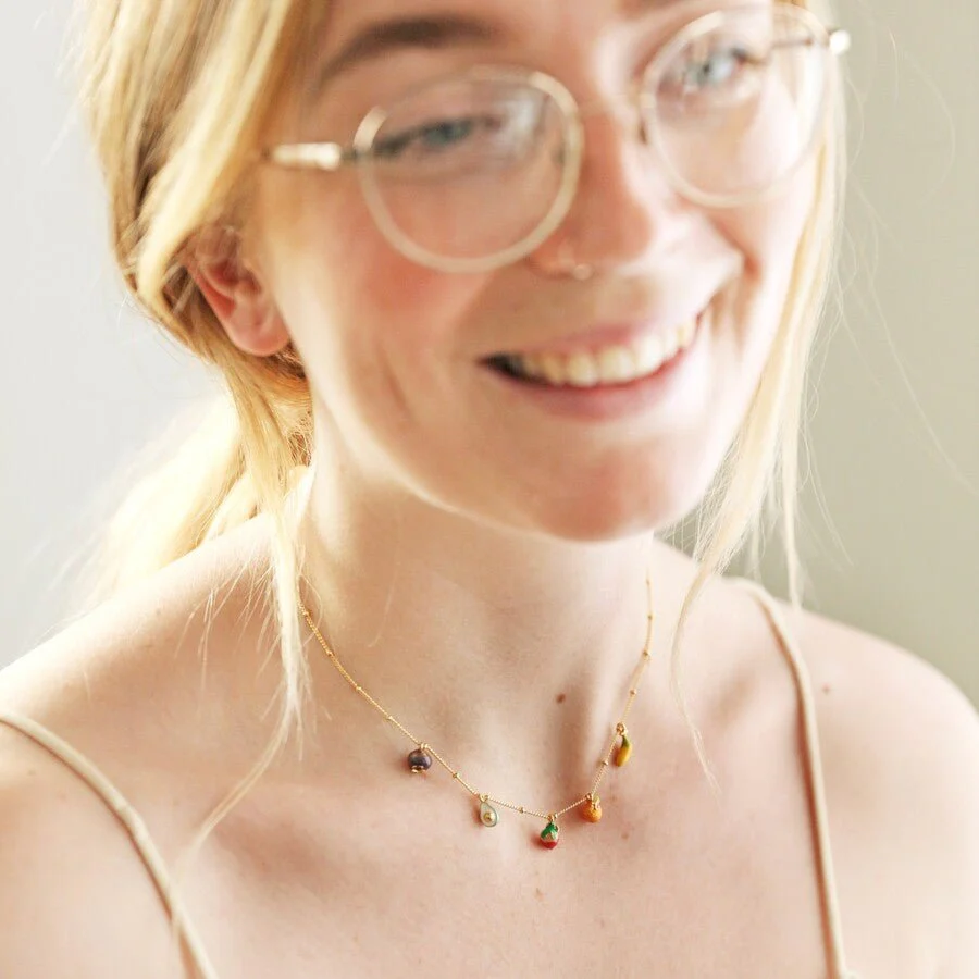 Lisa Angel Enamel Fruit Charm Necklace – Gold - Image 4