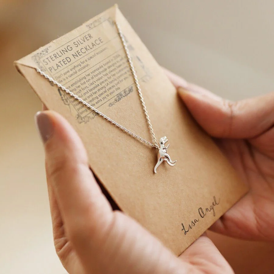 Lisa Angel Silver T-Rex Charm Necklace - Image 3
