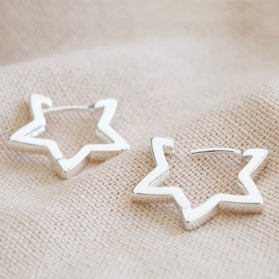 Lisa Angel Silver Star Hoop Earrings – Recycled Sterling Silver - Image 2