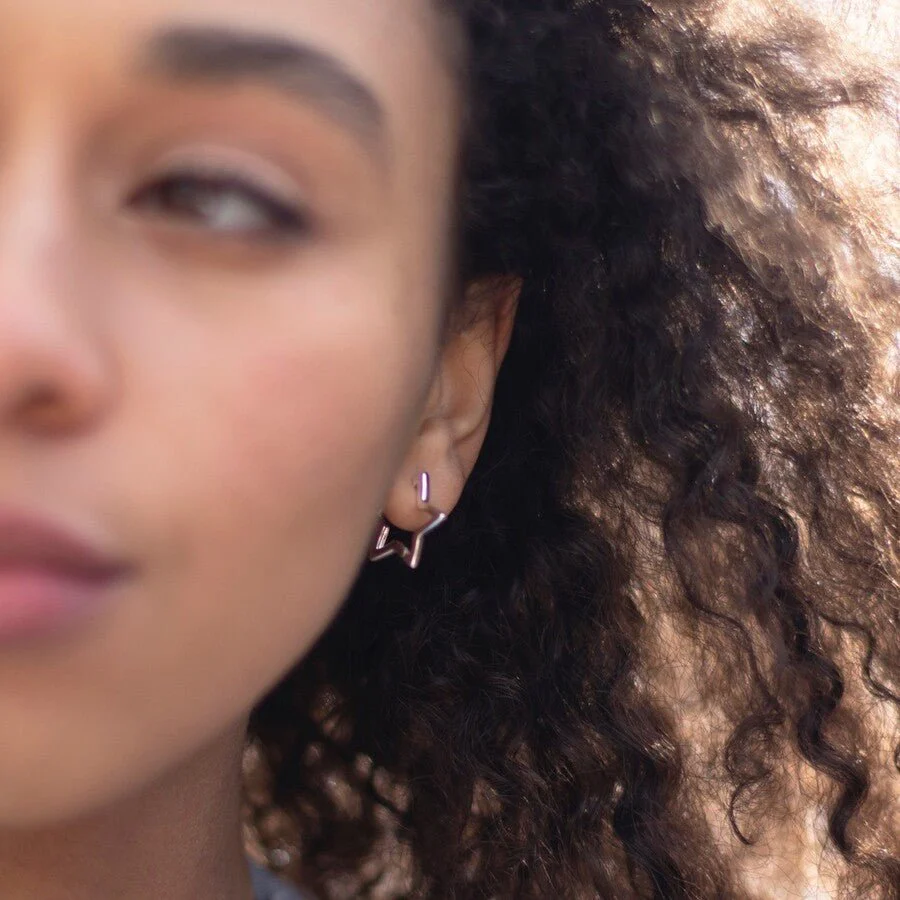 Lisa Angel Silver Star Hoop Earrings – Recycled Sterling Silver - Image 3