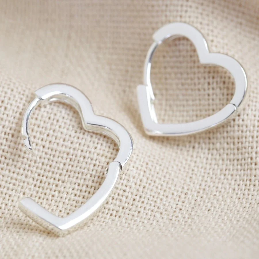 Lisa Angel Small Heart Hoop Earrings in Silver - Image 2