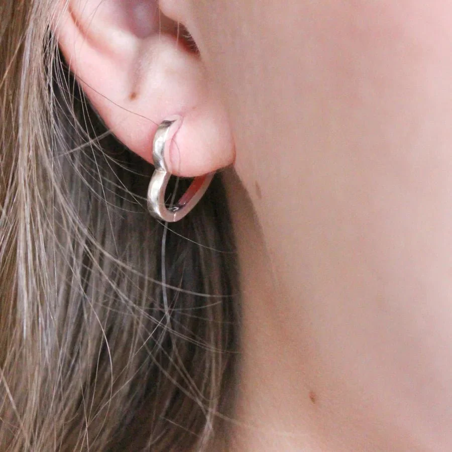 Lisa Angel Small Heart Hoop Earrings in Silver - Image 4