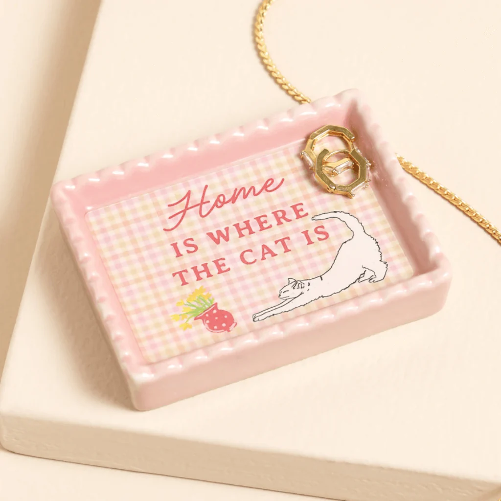 Lisa Angel Where The Cat Is Pink Ceramic Mini Trinket Dish