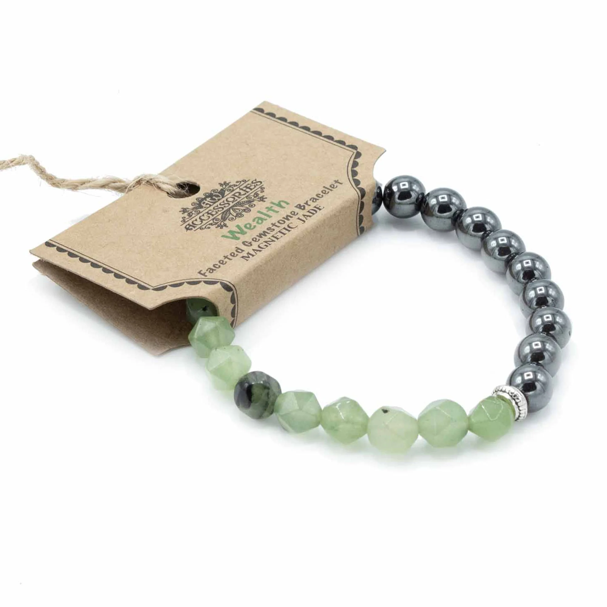 Magnetic Faceted Gemstone Bracelet - Jade