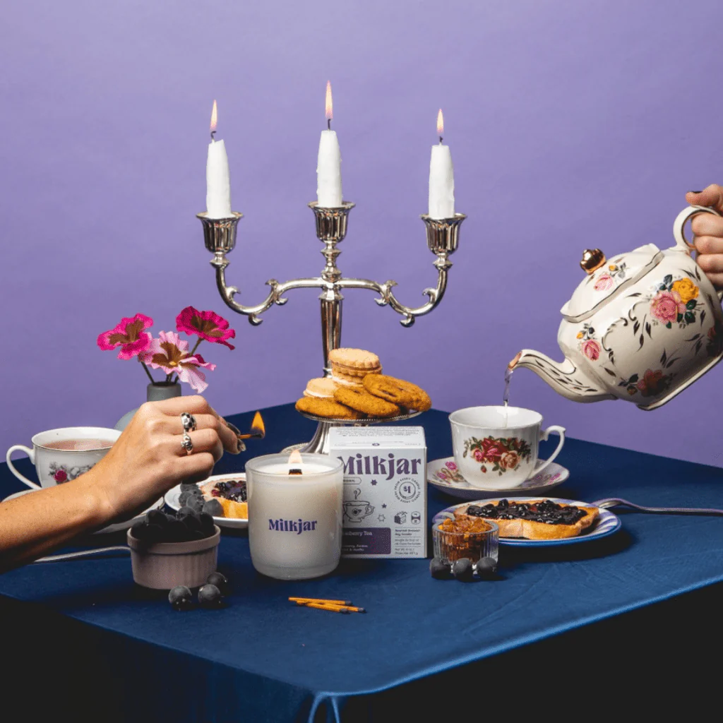 Milkjar Blueberry Tea Candle – Blueberry, Violet, Amber & Vanilla Coconut Soy Candle 8oz - Image 5