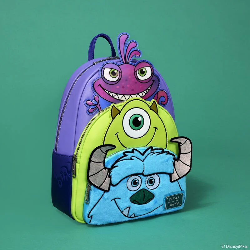 Loungefly Monsters, Inc. Sulley, Mike, & Randall Triple Pocket Mini Backpack - Image 6