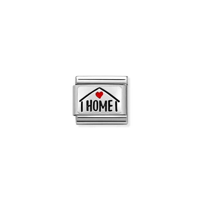 Nomination Composable Link Silver - Home with Red Heart
