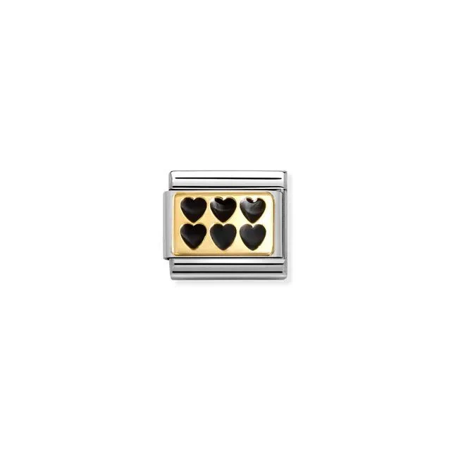 Nomination Composable Link - Black Hearts On Gold