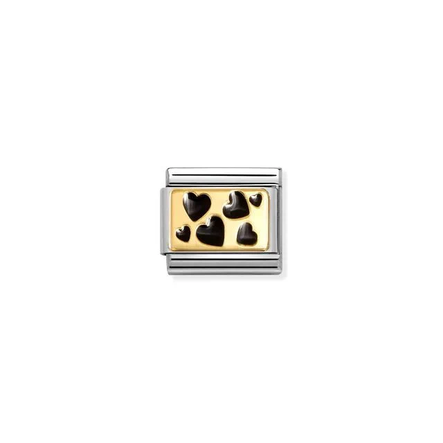Nomination Composable Link - Black Hearts Plaque