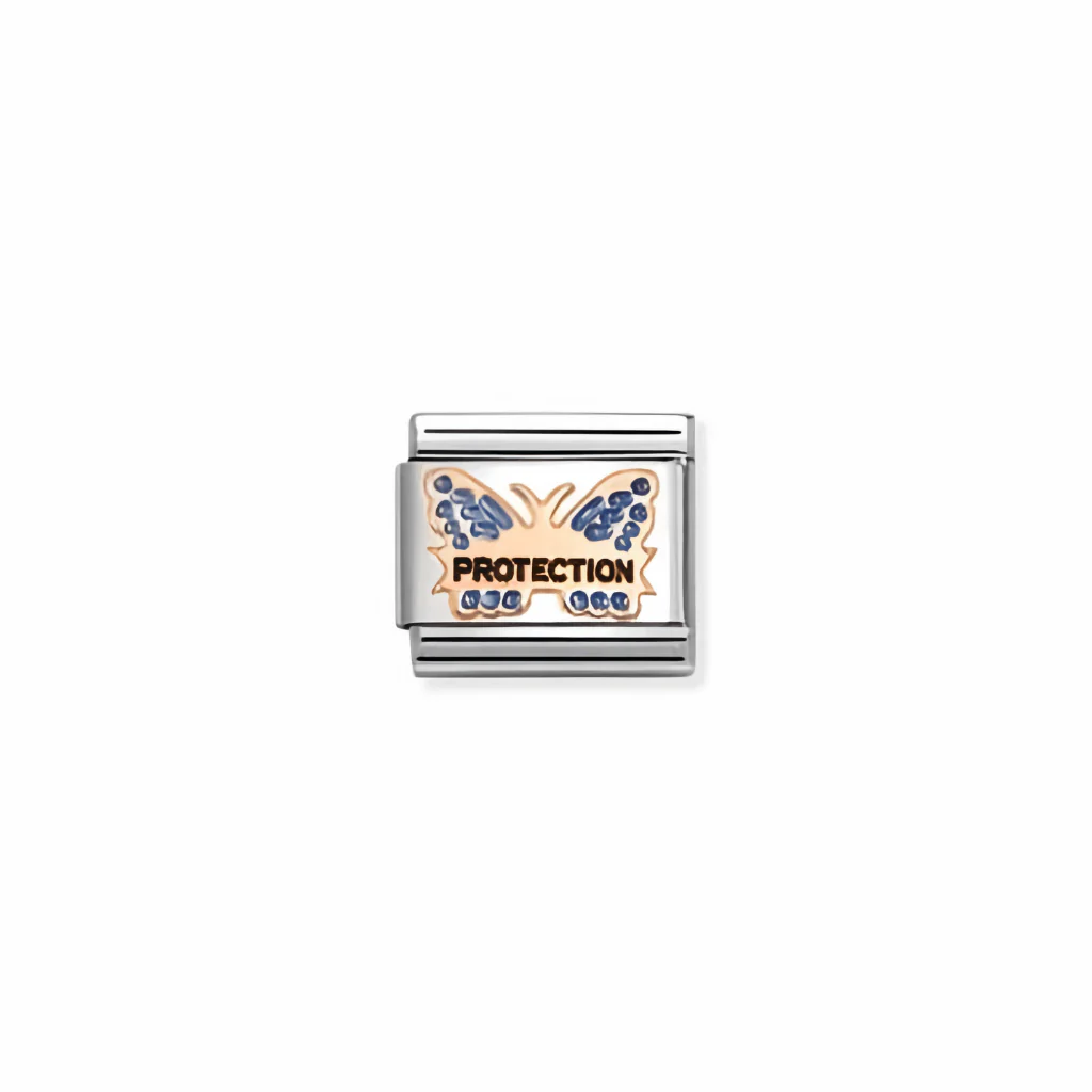Nomination Composable Link - Blue Butterfly Protection in 9k Rose Gold