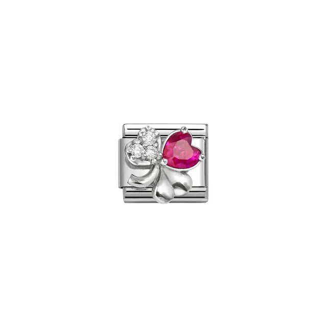 Nomination Composable Link - Clover With White And Red CZ